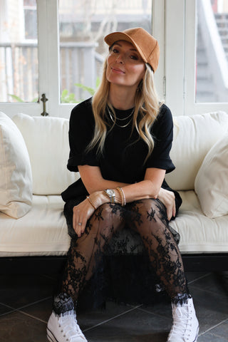 Noir Lace Overlay Tee Dress