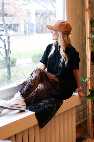 Noir Lace Overlay Tee Dress