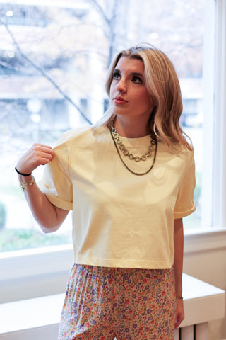 Modern Muse Shoulder Padded Crew Neck Top