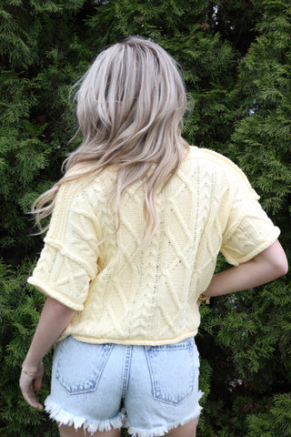 Lemon Cable Boxy Knit Top