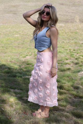 Blush Petal Midi Skirt