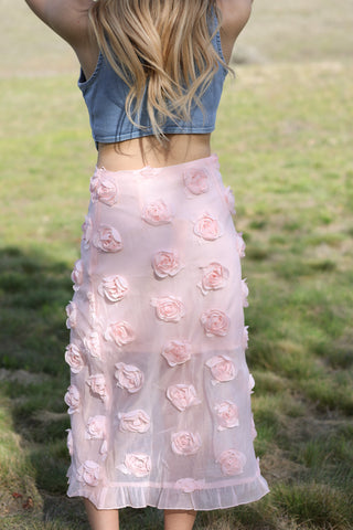 Blush Petal Midi Skirt