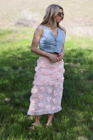 Blush Petal Midi Skirt