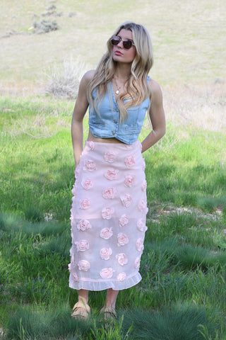Blush Petal Midi Skirt