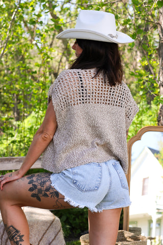 Sunlit Breeze Open Knit Cardigan Vest