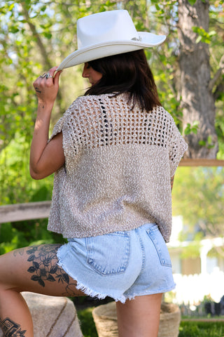 Sunlit Breeze Open Knit Cardigan Vest