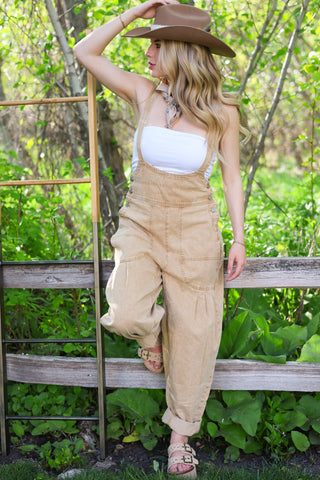Country Girl Overalls ~ Tan