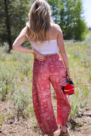 Paisley Wide-Leg Jeans — Vintage Wash, Relaxed Fit