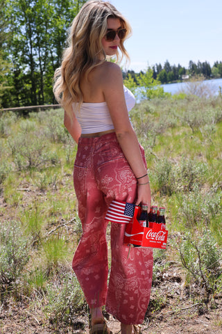 Paisley Wide-Leg Jeans — Vintage Wash, Relaxed Fit