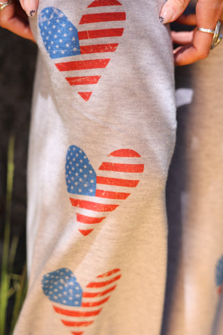 Heart American Flag Print Loungewear Top