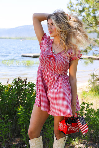 Make Nice Cotton Gingham Romper