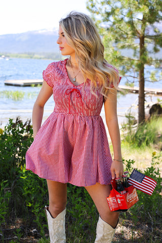 Make Nice Cotton Gingham Romper
