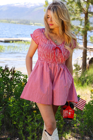 Make Nice Cotton Gingham Romper