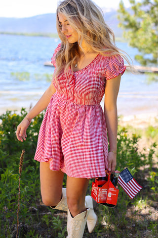 Make Nice Cotton Gingham Romper