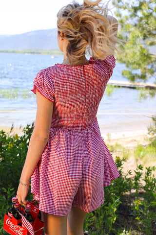 Make Nice Cotton Gingham Romper