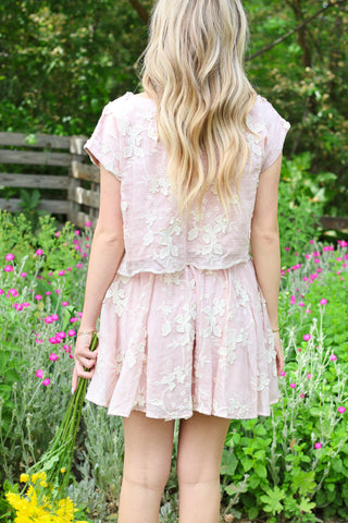 Blossom Whisper Cropped Eyelet Top