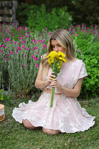 Blossom Whisper Cropped Eyelet Top
