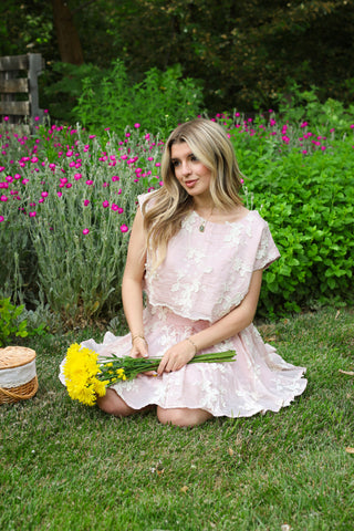 Blossom Whisper Cropped Eyelet Top