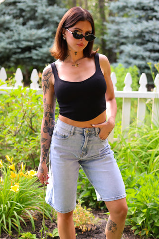 Jade High Waist Denim Jorts