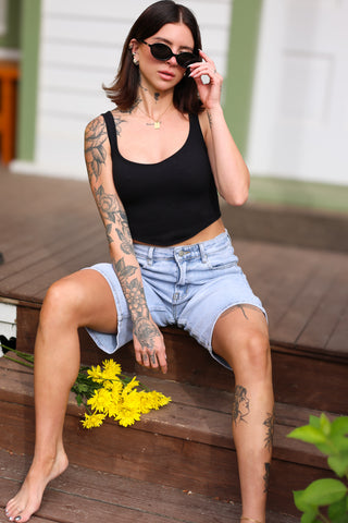 Jade High Waist Denim Jorts
