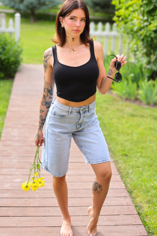 Jade High Waist Denim Jorts