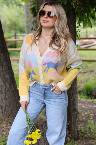 Pastel Horses Cardigan
