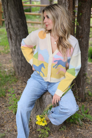 Pastel Horses Cardigan