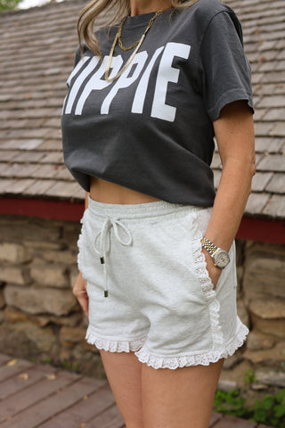 Eyelet Ruffle Lounge Shorts