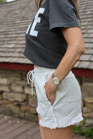 Eyelet Ruffle Lounge Shorts