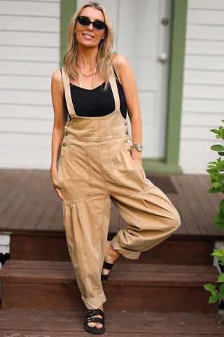 Country Girl Overalls ~ Tan