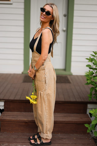 Country Girl Overalls ~ Tan