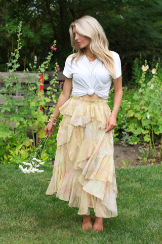 Sunwashed Ruffle Tier Maxi Skirt