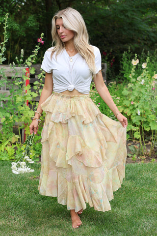 Sunwashed Ruffle Tier Maxi Skirt