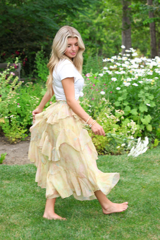 Sunwashed Ruffle Tier Maxi Skirt