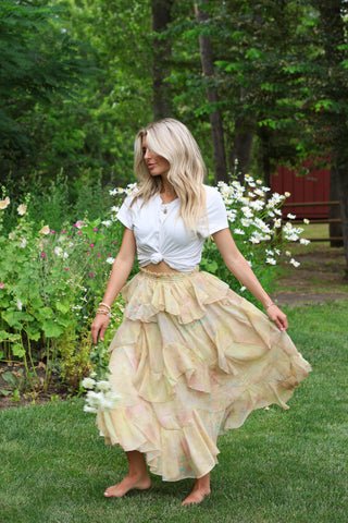 Sunwashed Ruffle Tier Maxi Skirt