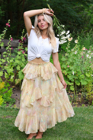 Sunwashed Ruffle Tier Maxi Skirt