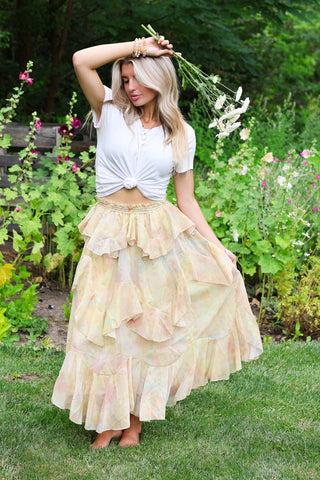 Sunwashed Ruffle Tier Maxi Skirt