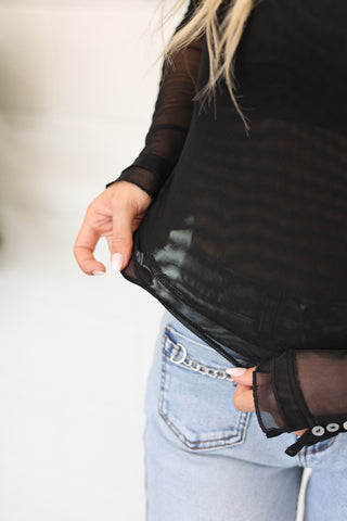 Dream Girl Sheer Mesh Long Sleeve Top