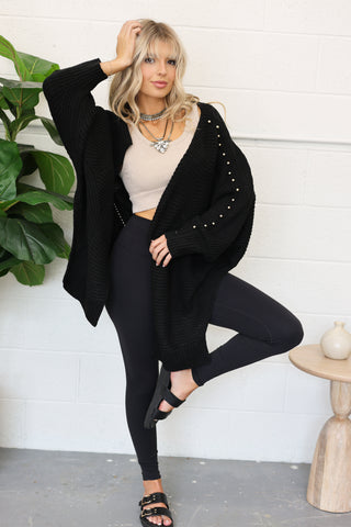 Studded Statement Side Slit Cardigan