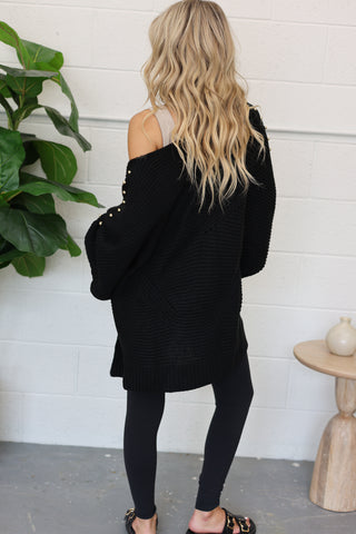 Studded Statement Side Slit Cardigan