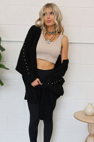 Studded Statement Side Slit Cardigan