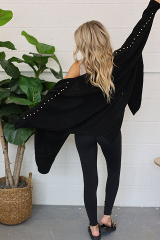 Studded Statement Side Slit Cardigan