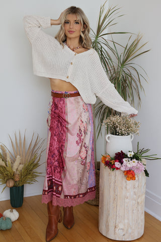 Patchwork Print Maxi Skirt