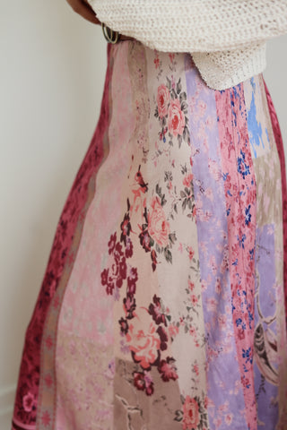 Patchwork Print Maxi Skirt
