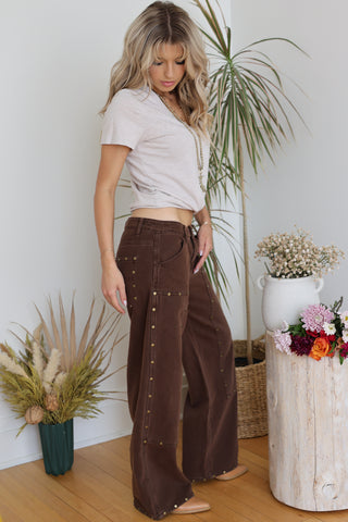Bronco Stud Brown Denim