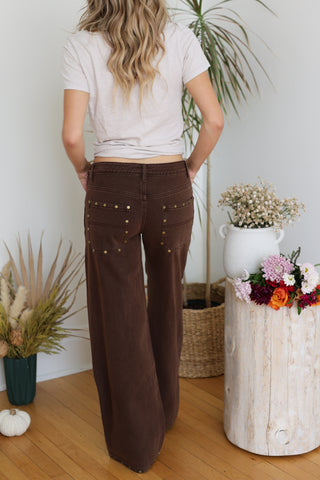 Bronco Stud Brown Denim