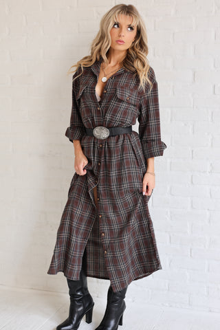 The Autumn Plaid Shirt Dress