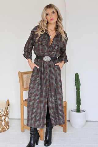 The Autumn Plaid Shirt Dress