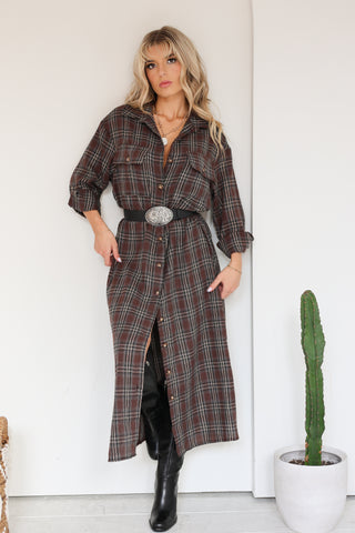 The Autumn Plaid Shirt Dress