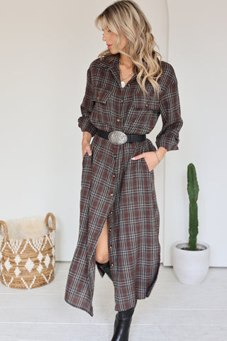The Autumn Plaid Shirt Dress